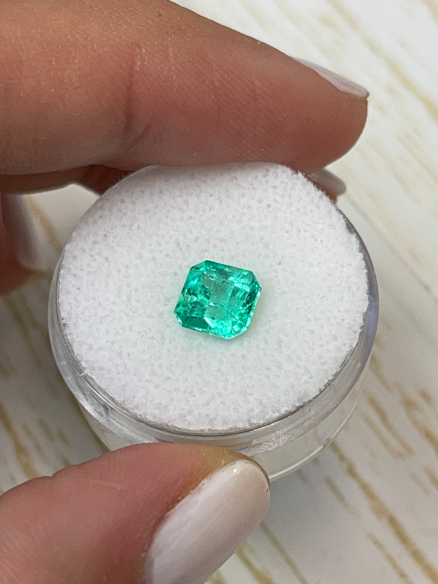 Asscher Cut Colombian Emerald - Unset Beauty, 1.71 Carats, Vivid Bluish Green Shade