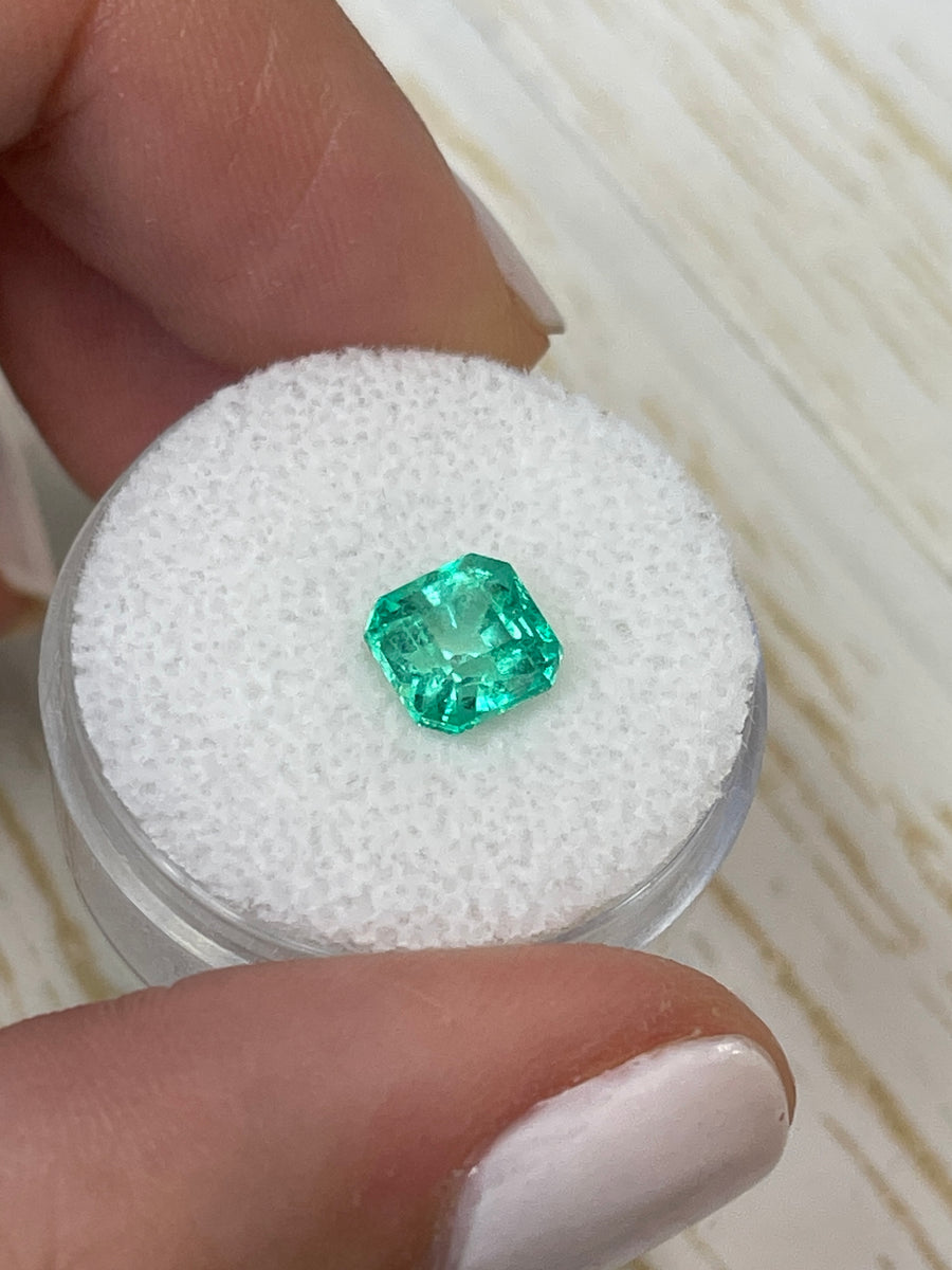 7x7 Asscher Cut Emerald - Captivating 1.71 Carat Gem in Natural Bluish Green
