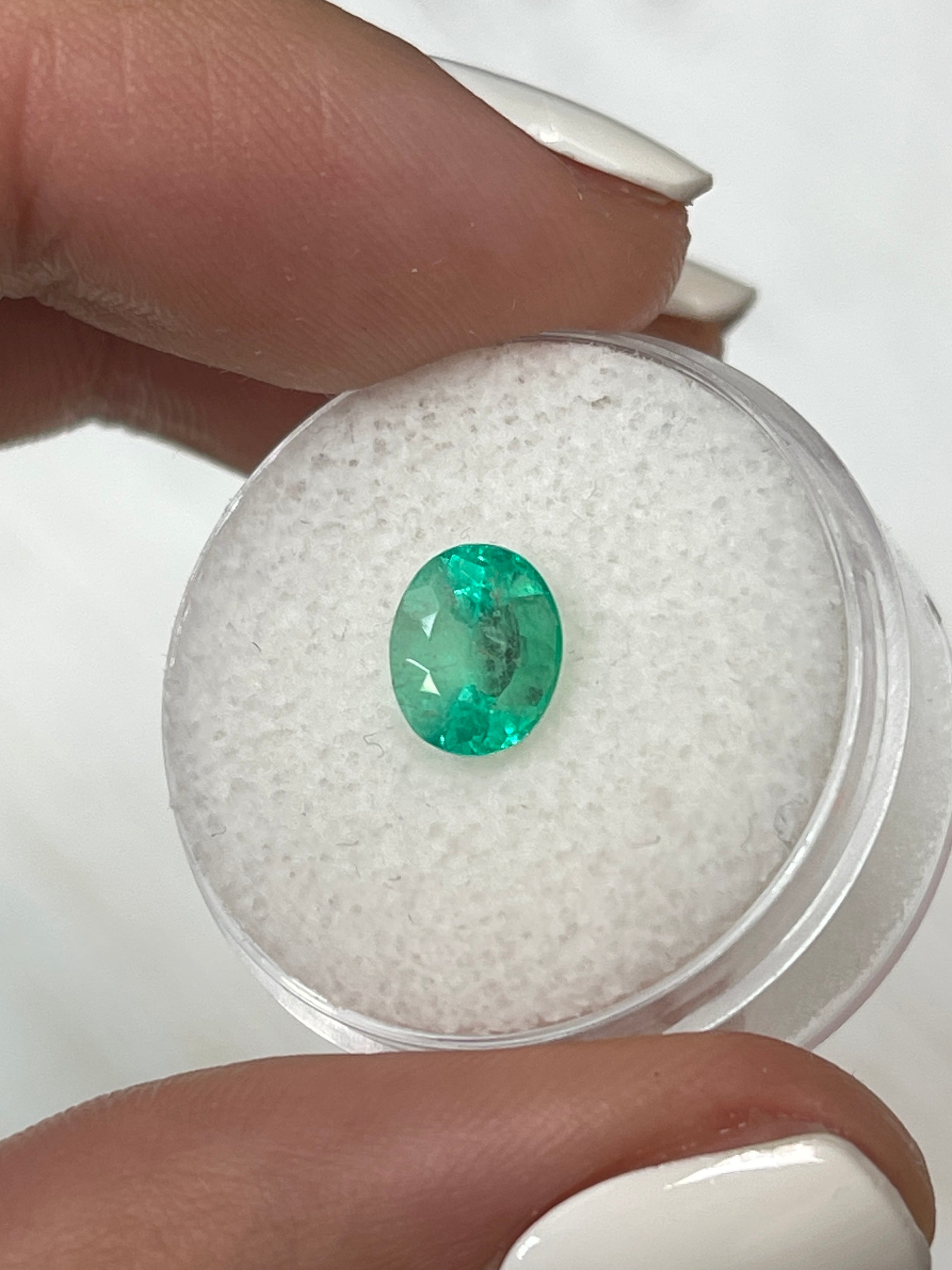 Oval Cut Colombian Emerald - 1.55 Carat Light Spring Green