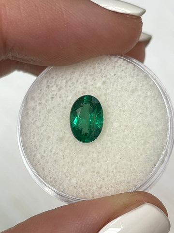 1.55 Carat 9x6 Vibrant Mossy Green Natural Loose Zambian Emerald-Oval Cut