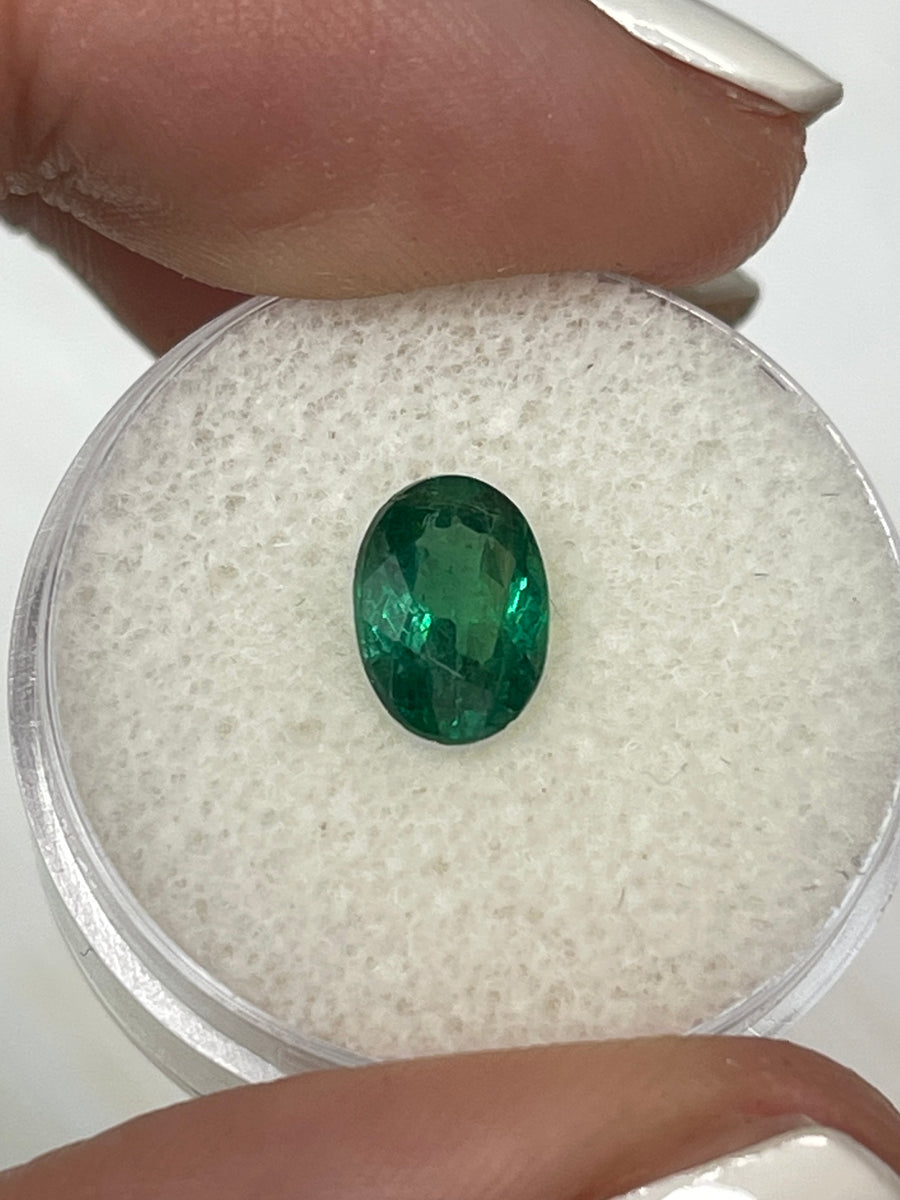 Brilliant Mossy Green Emerald - 1.55 Carat Zambian Oval Gemstone