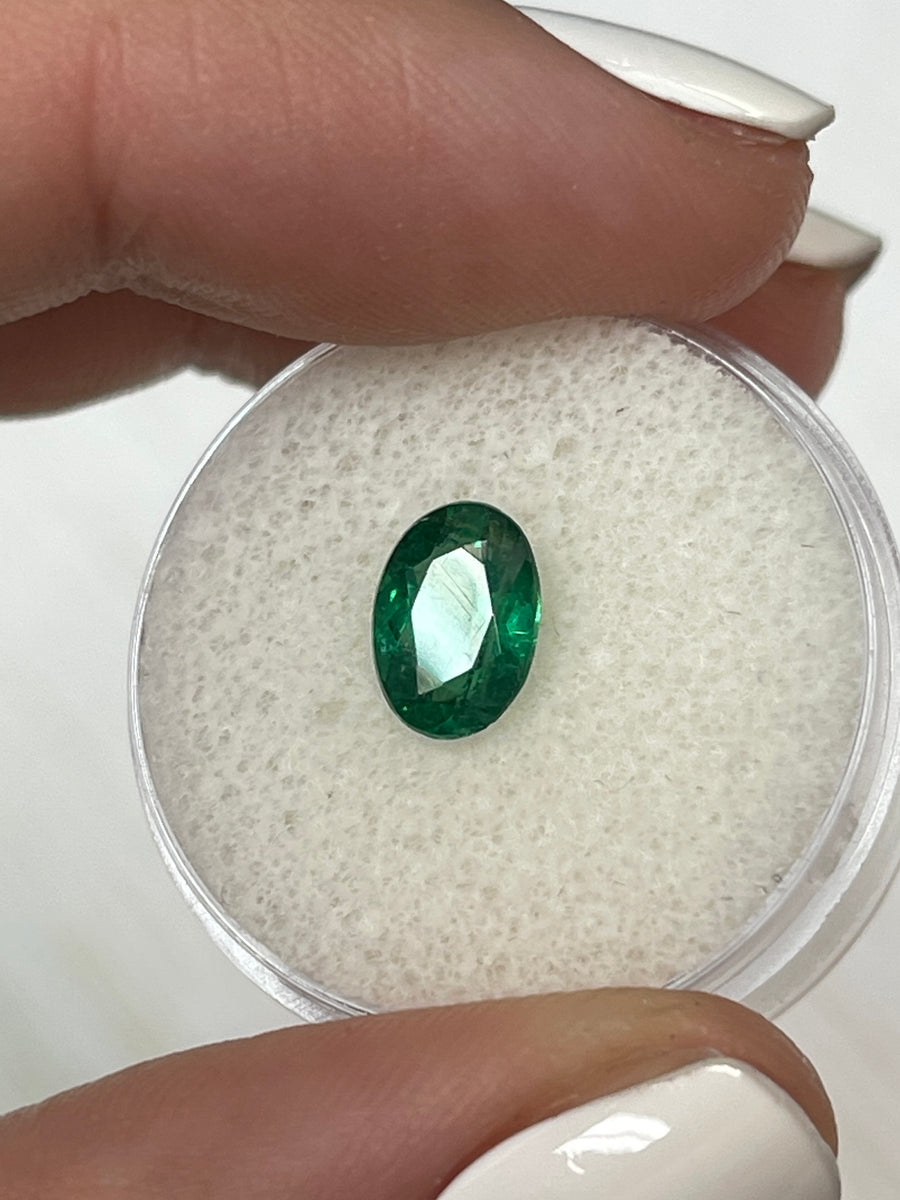 1.55 Carat Vibrant Green Zambian Emerald - Oval-Cut and Loose