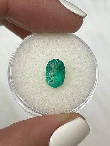 1.57 Carat 9x6.4 Earthy Green Natural Loose Colombian Emerald-Oval Cut