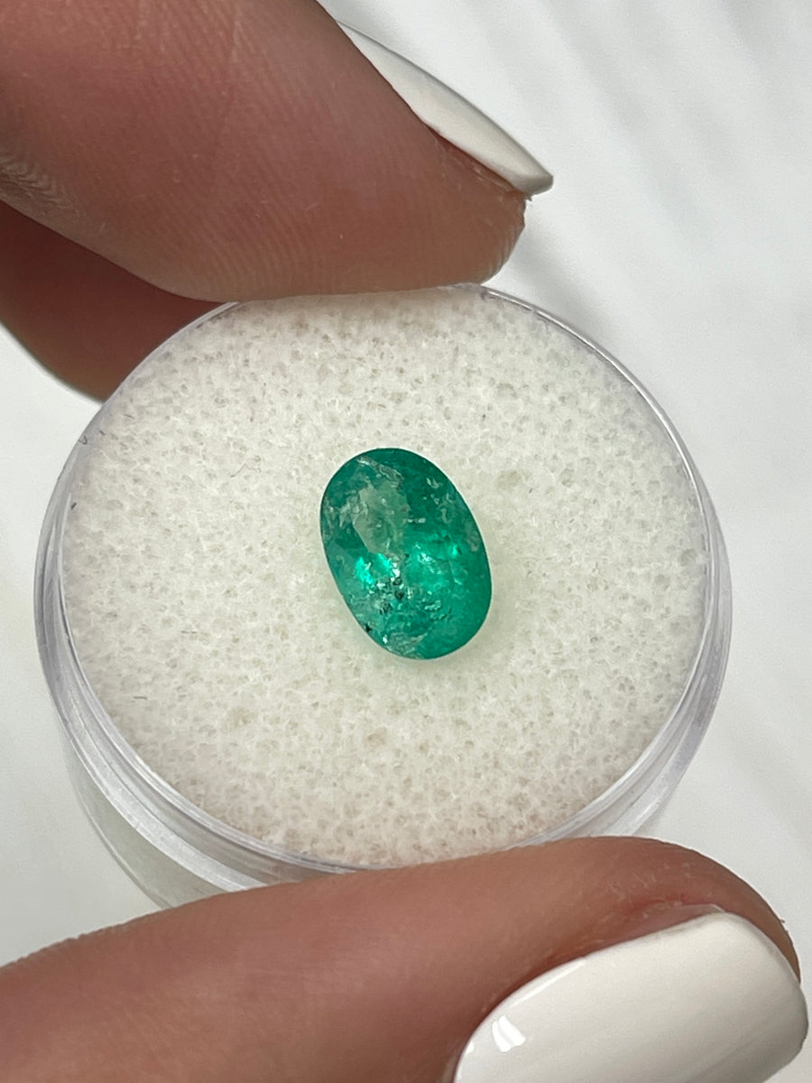 Loose Colombian Emerald - 1.57 Carat Oval Cut in Earthy Green Shade