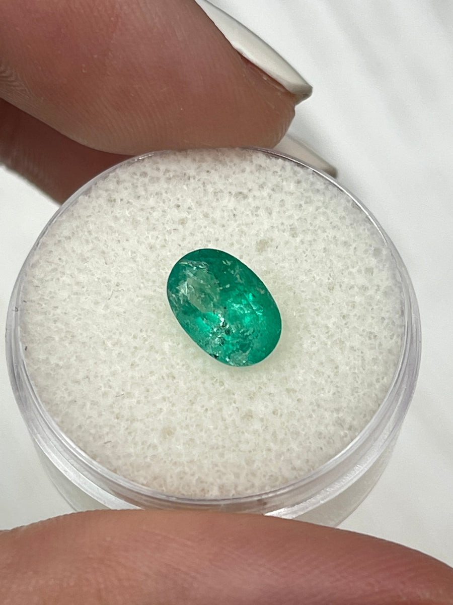 Natural Earthy Green Oval Colombian Emerald - 1.57 Carat Loose Stone