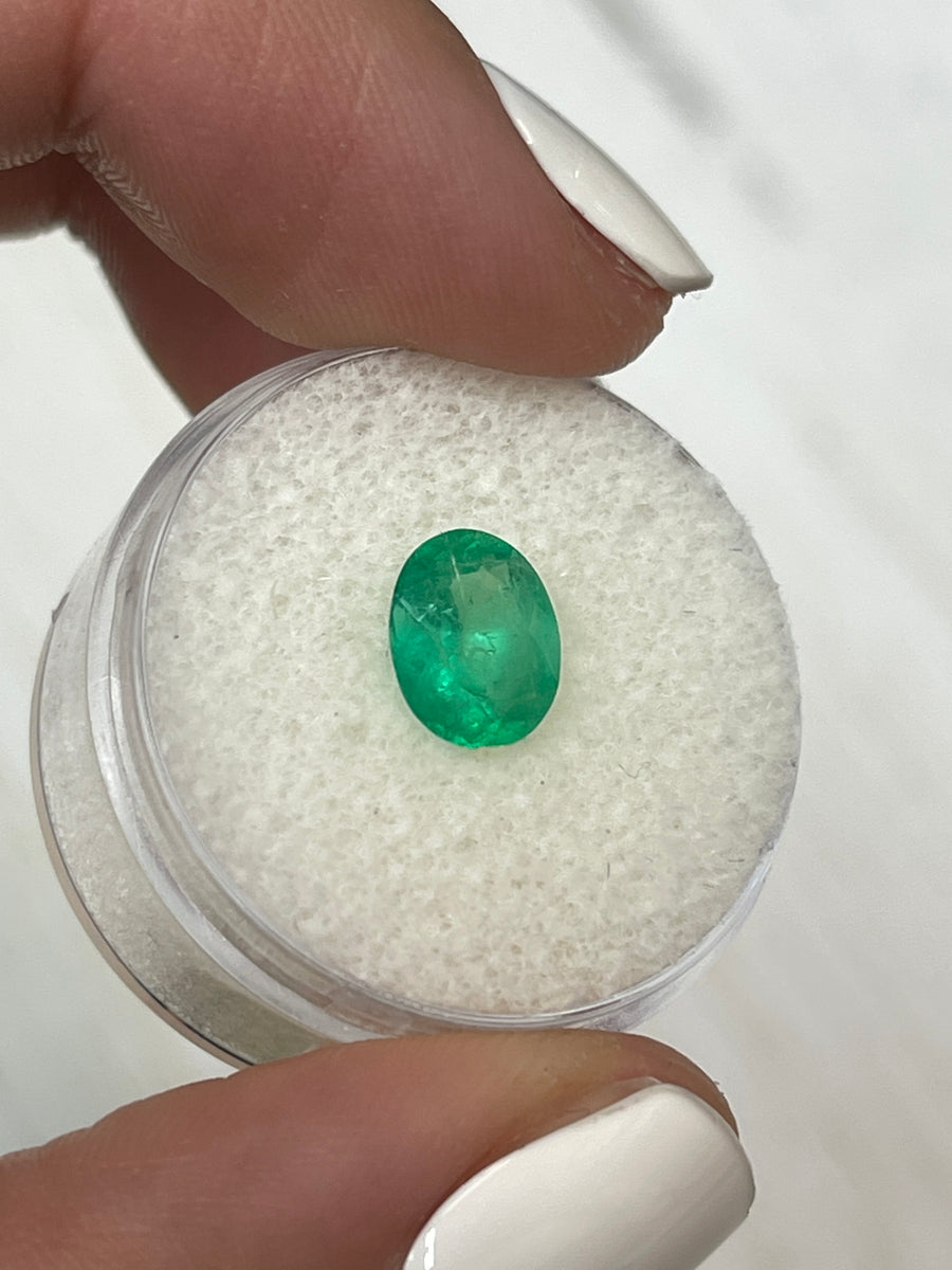 Colombian Emerald Loose Stone - Oval Cut, 1.62 Carats, Yellowish Medium Green