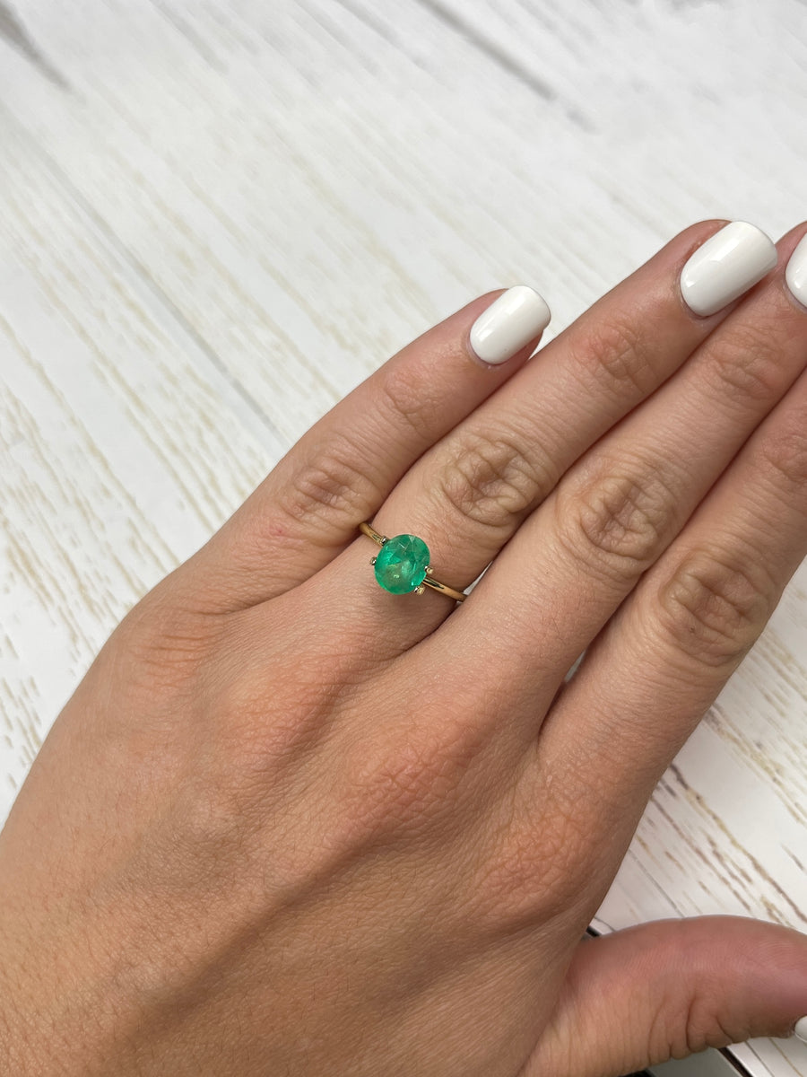 Yellow-Green Oval Colombian Emerald - 1.62 Carat Loose Gemstone