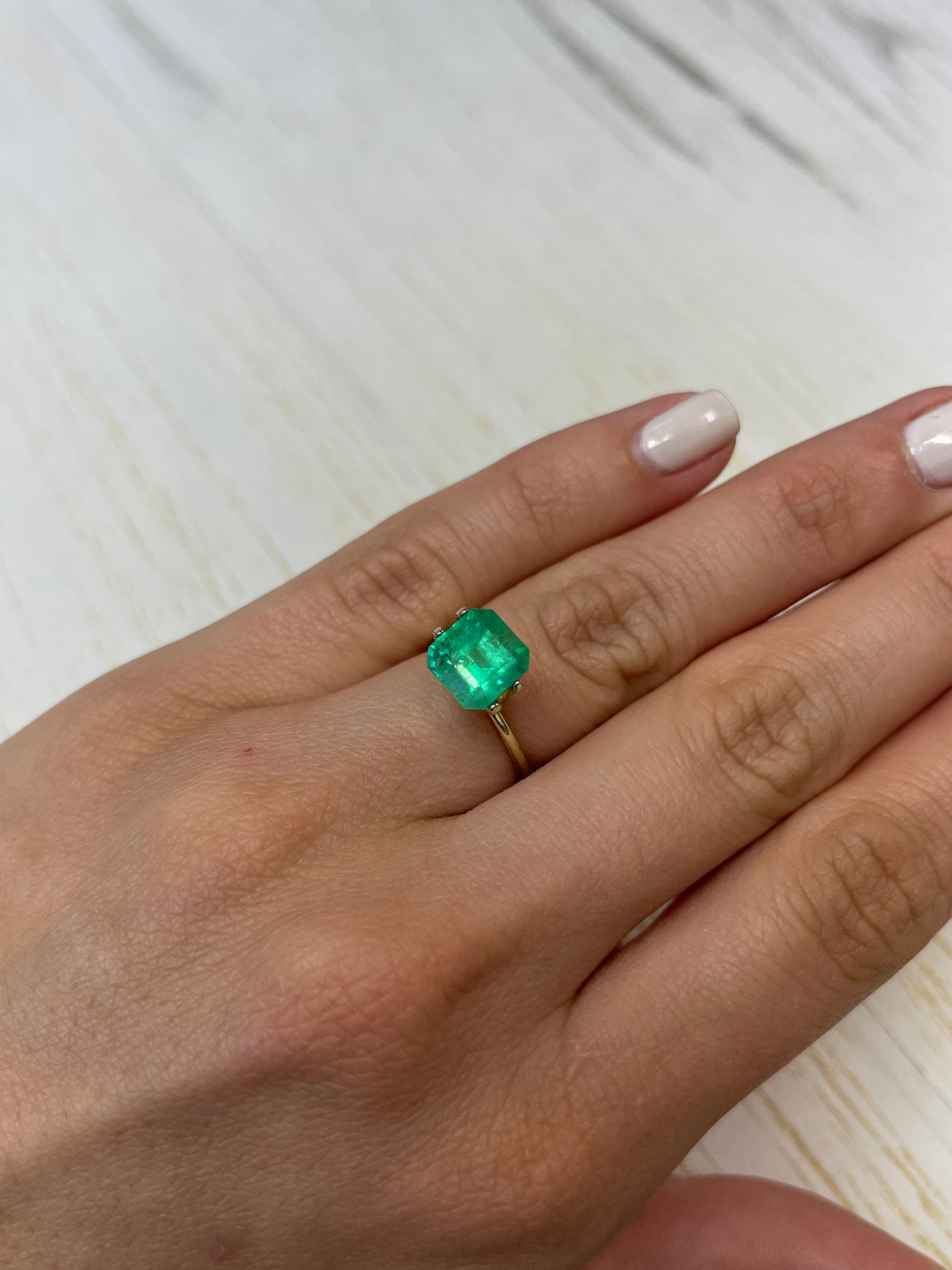 3.28 Carat 8.6x8.2 Spring Green Natural Loose Colombian Emerald-Asscher Cut - JR Colombian Emeralds