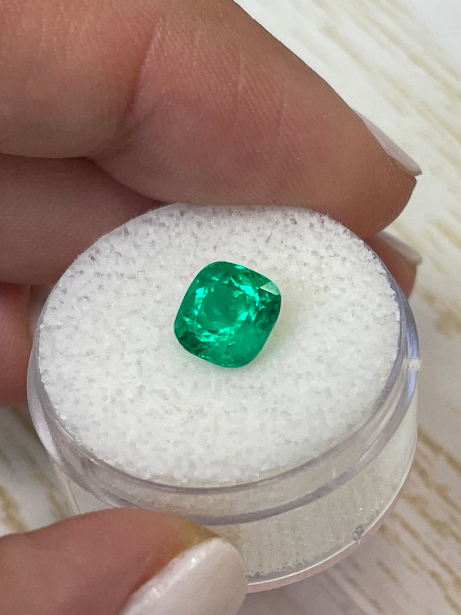 Elegant Loose Colombian Emerald - 2.04 Carat Cushion Cut, Muzo Green