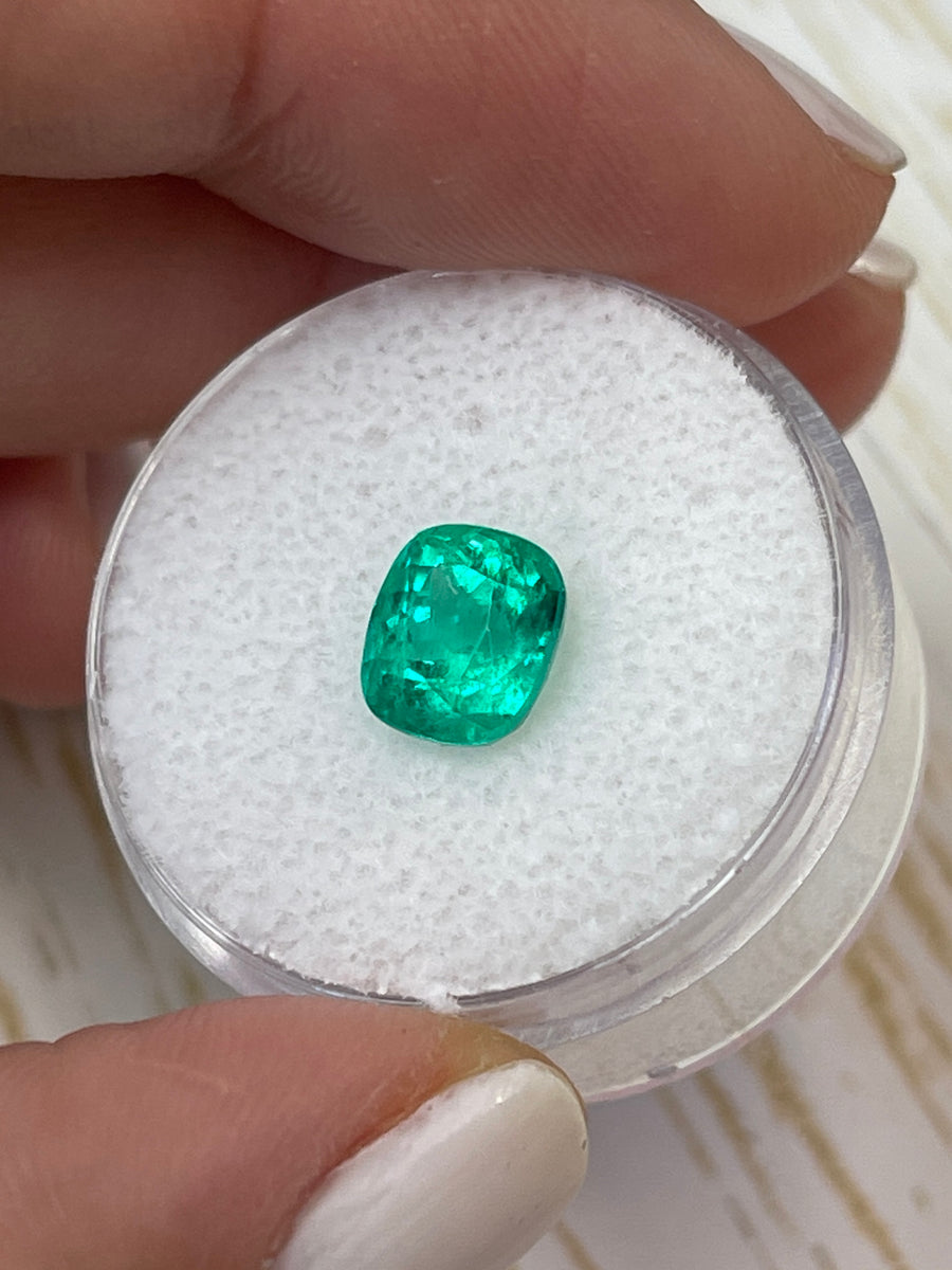 8x7mm Cushion Cut Colombian Emerald - Stunning 2.10 Carat Gemstone
