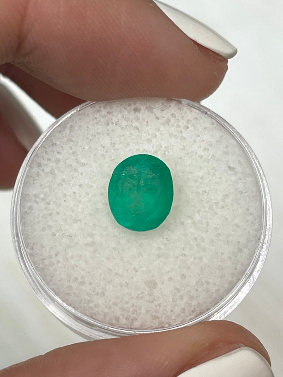 Oval Cut Natural Colombian Emerald - Chunky 1.76 Carat Medium Green Gem