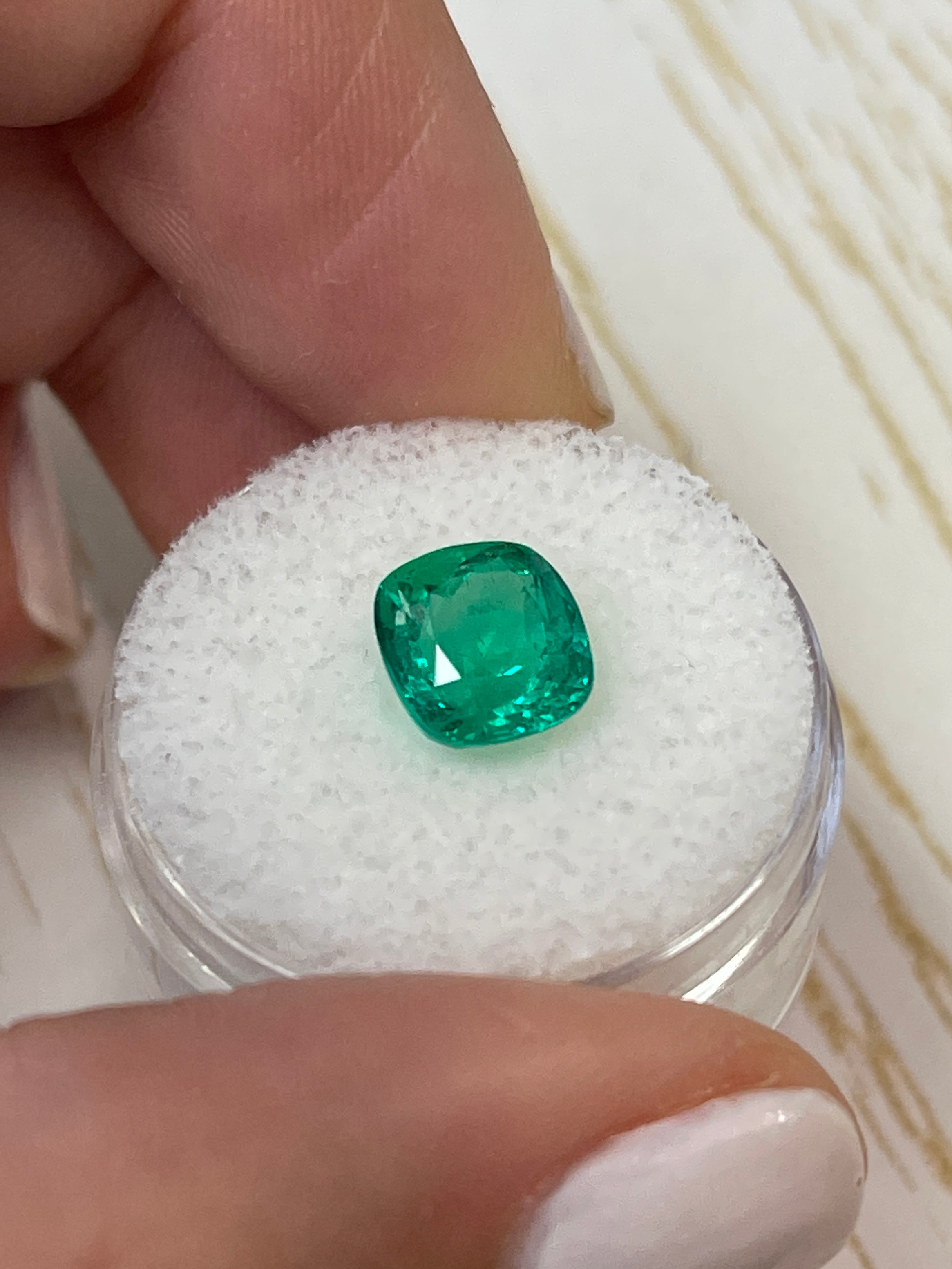 Magnificent 2.60 Carat Cushion Cut Colombian Emerald - Natural Minor Oil Included