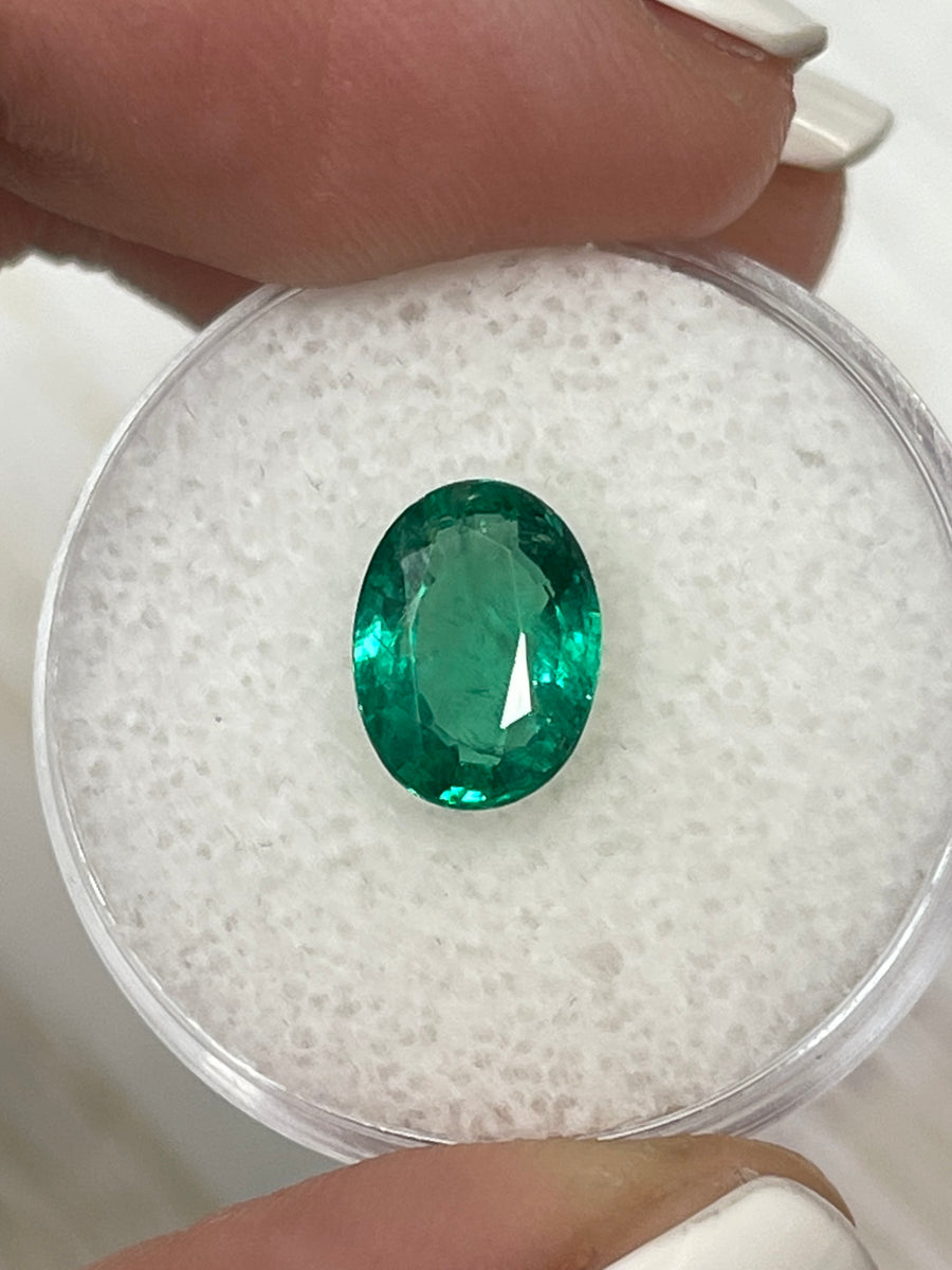 Emerald Gemstone - 1.76 Carat Oval Cut, Vibrant Green, Natural Loose Zambian Emerald