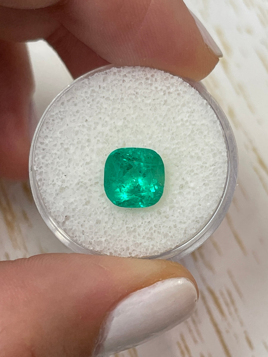 2.63 Carat Cushion Cut Colombian Emerald - Natural Loose Gemstone