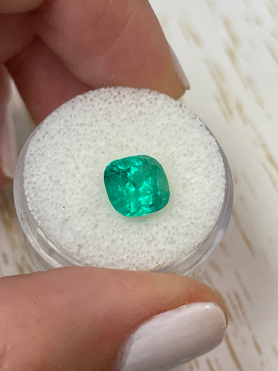 Vivid 2.63 Carat Colombian Emerald - Genuine Loose Cushion Cut Stone