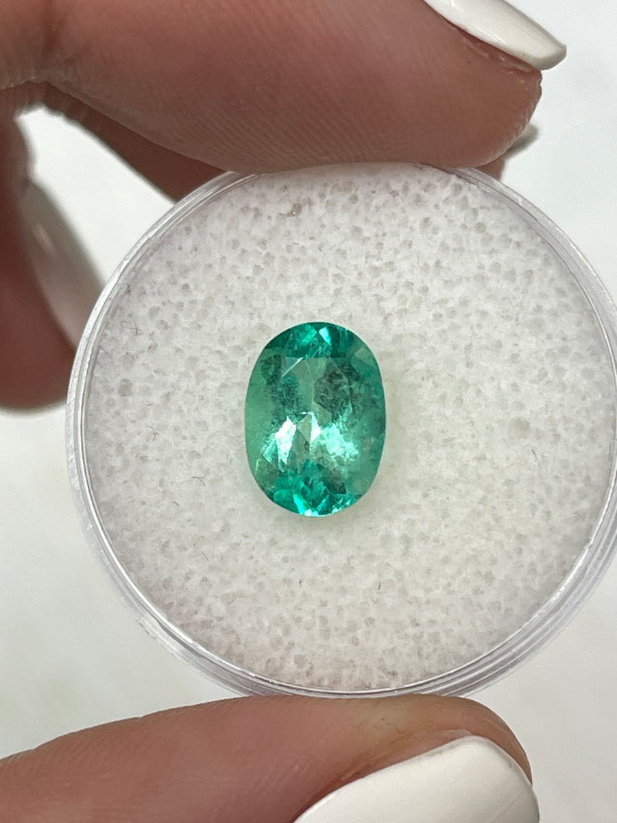 Oval-Cut 1.77 Carat Colombian Emerald in Medium-Light Green