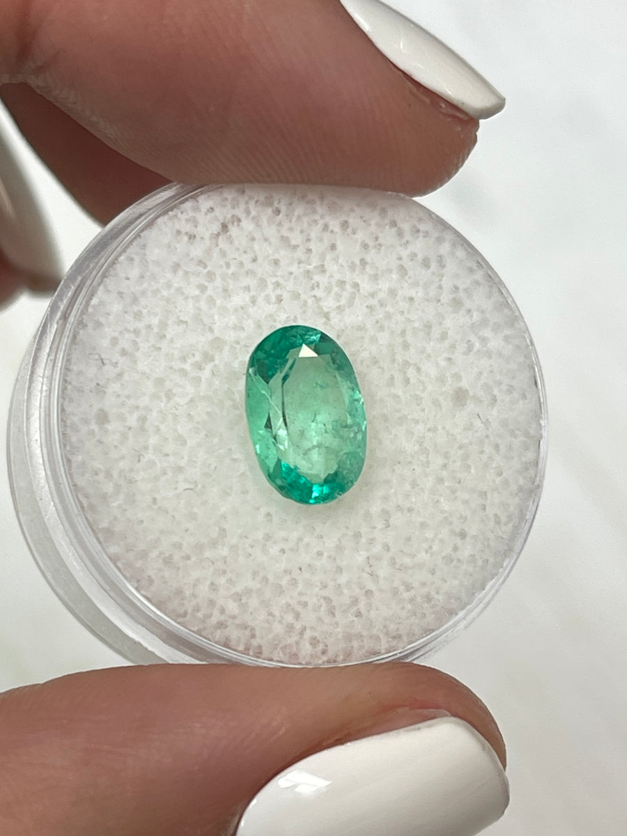 Natural Colombian Emerald: Oval-Cut, 1.77 Carats, Medium-Light Green Hue