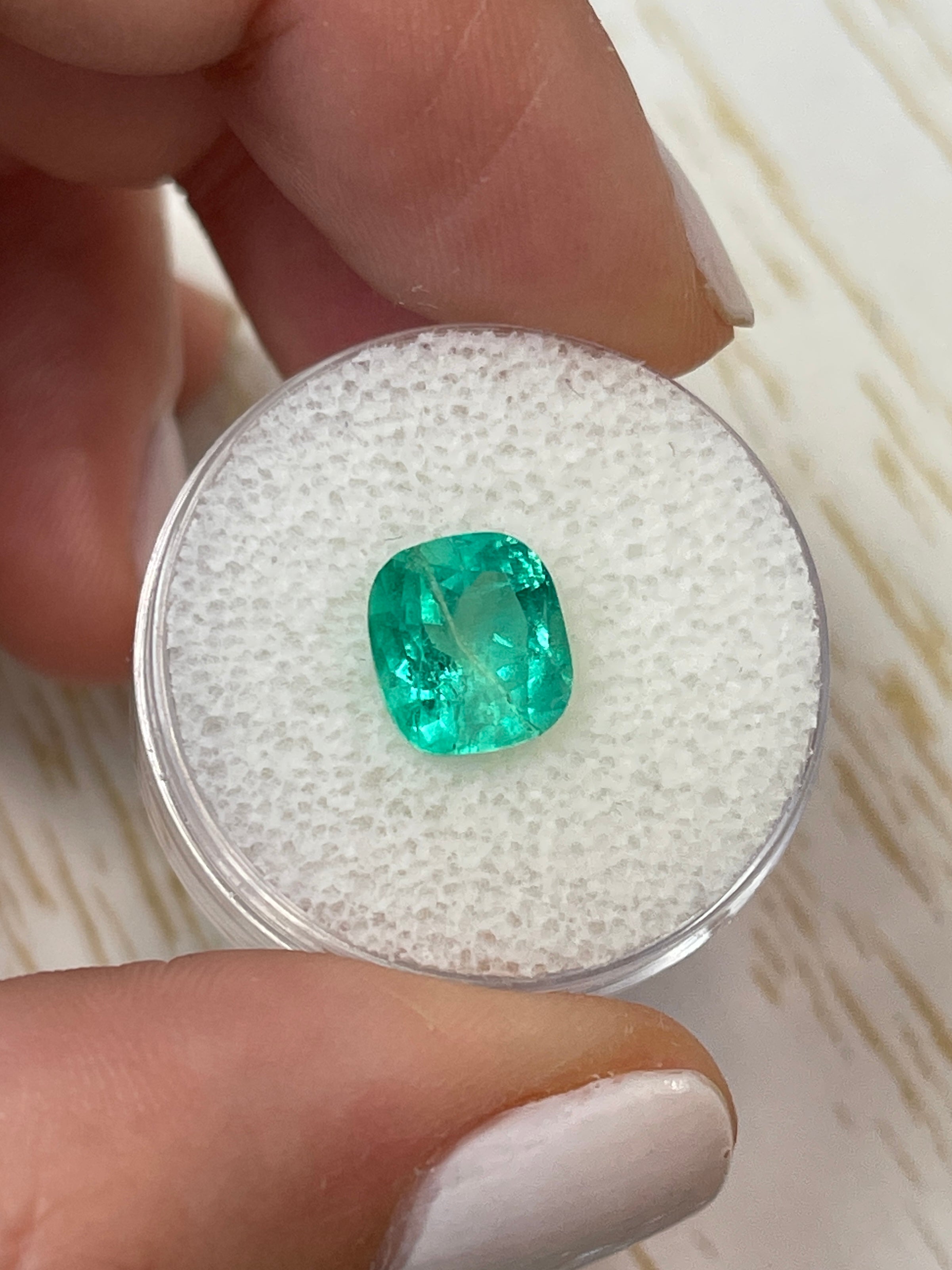 2.65 Carat Loose Colombian Emerald - Stunning Pastel Green Elongated Cushion