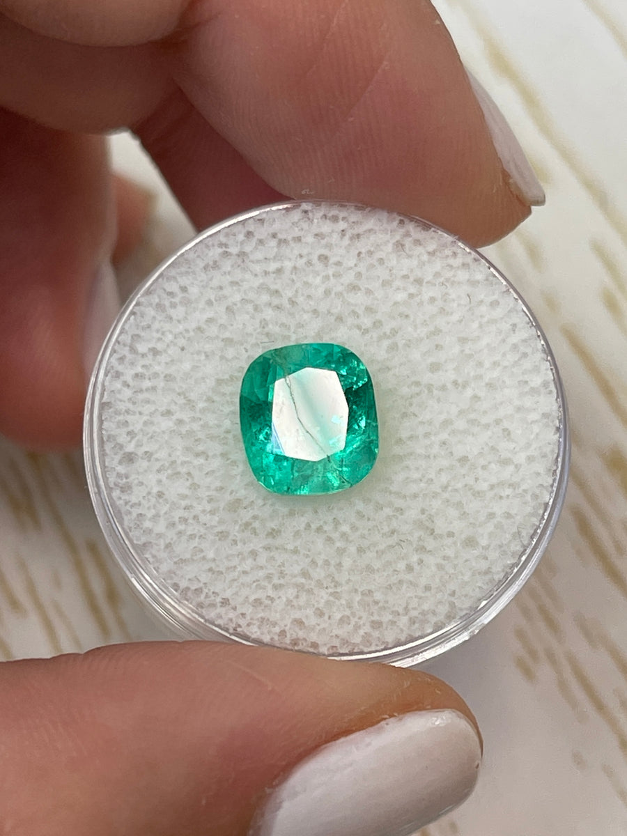 Elegant 2.65 Carat Colombian Emerald - Elongated Cushion Cut in Green