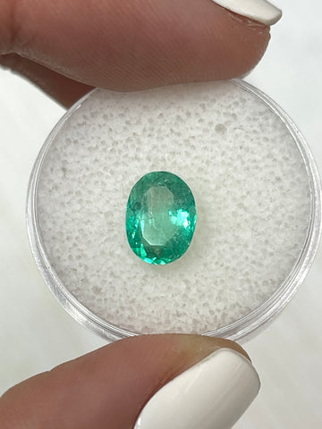 Oval Cut Natural Colombian Emerald - 1.86 Carats in Medium Light Green