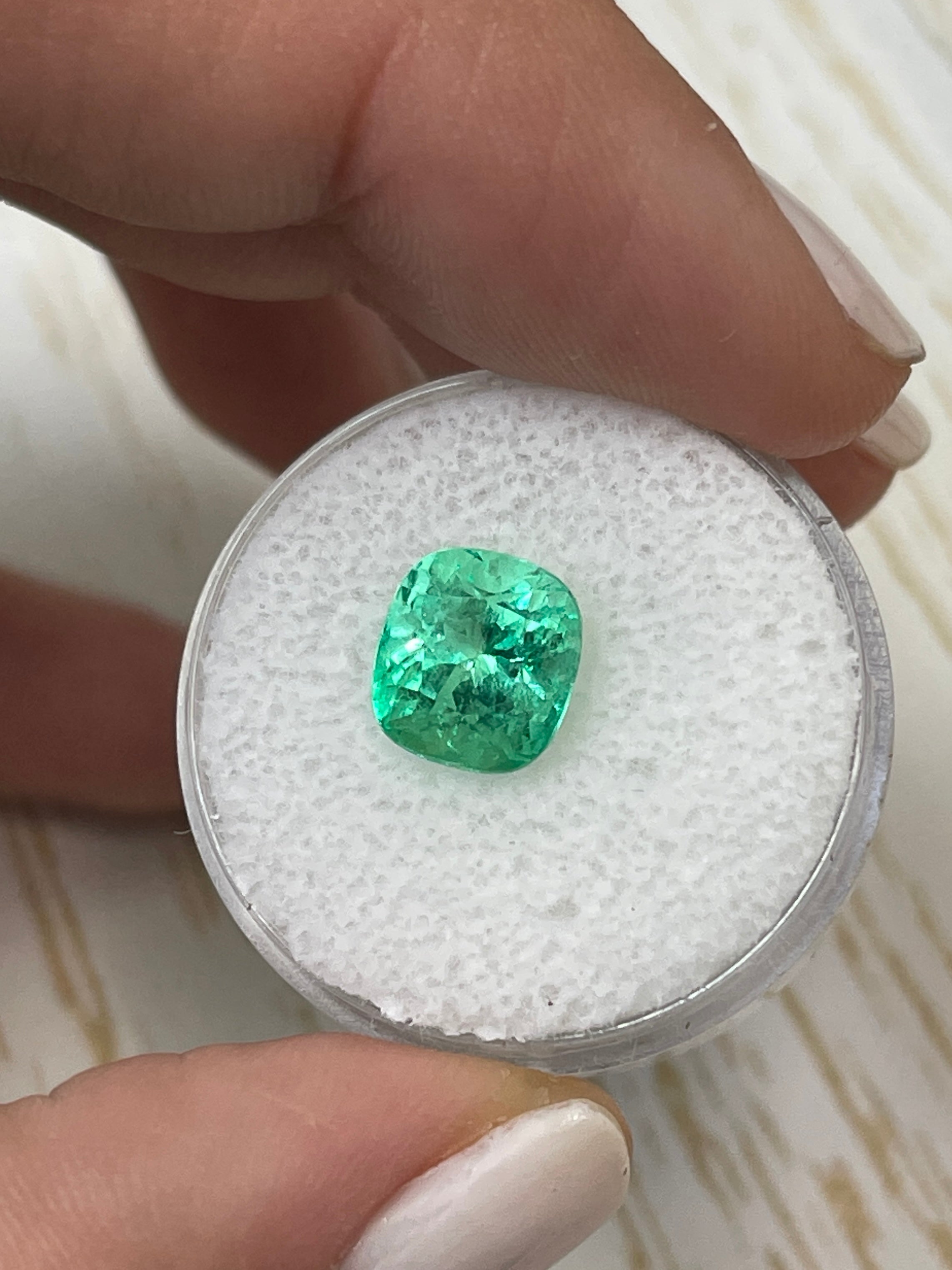 3.25 Carat Loose Colombian Emerald - Cushion Cut - Stunning Natural Yellow-Green Color