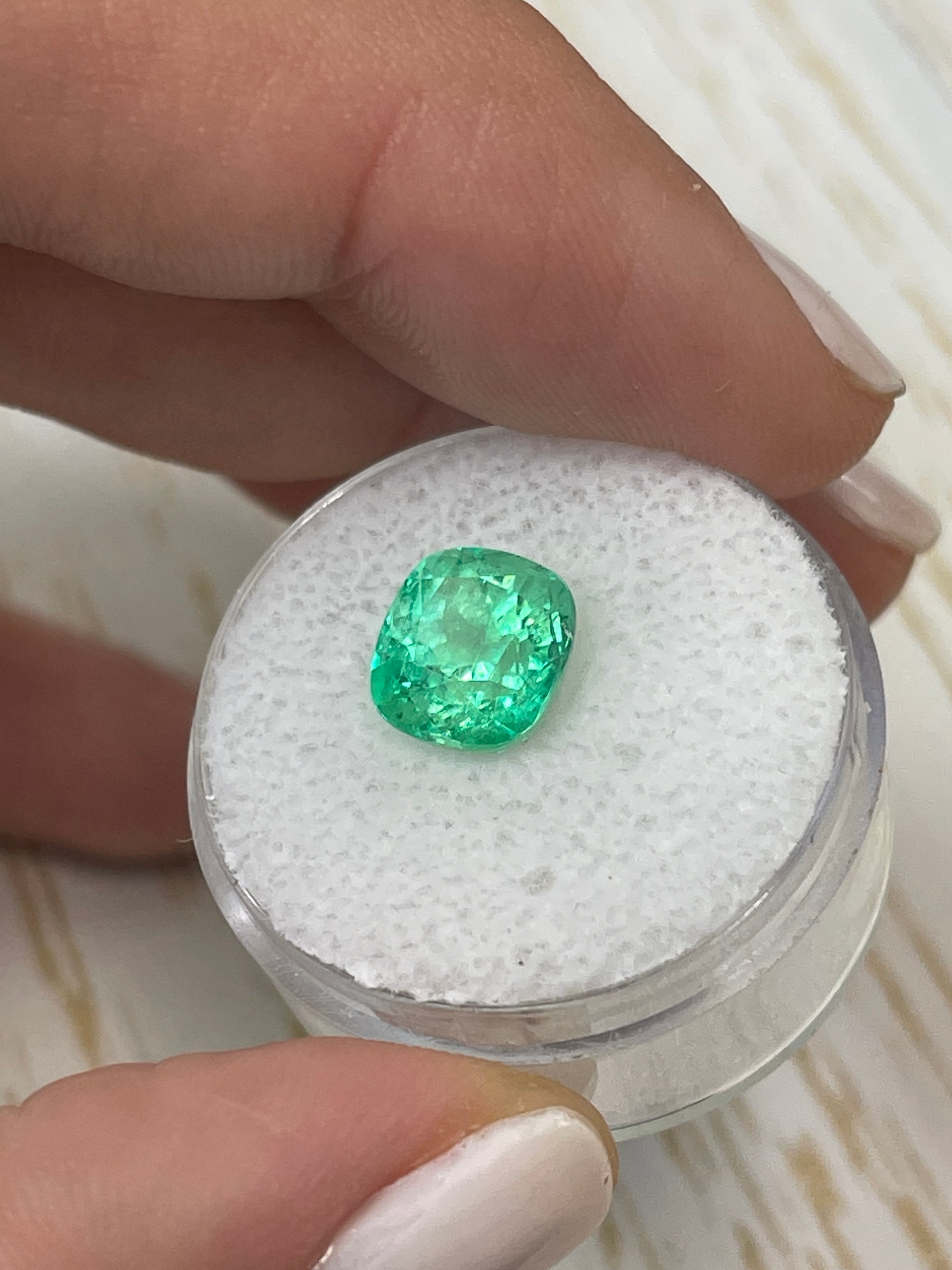 Gorgeous 3.25 Carat Colombian Emerald - Cushion Cut - Lustrous Yellowish-Green Tone