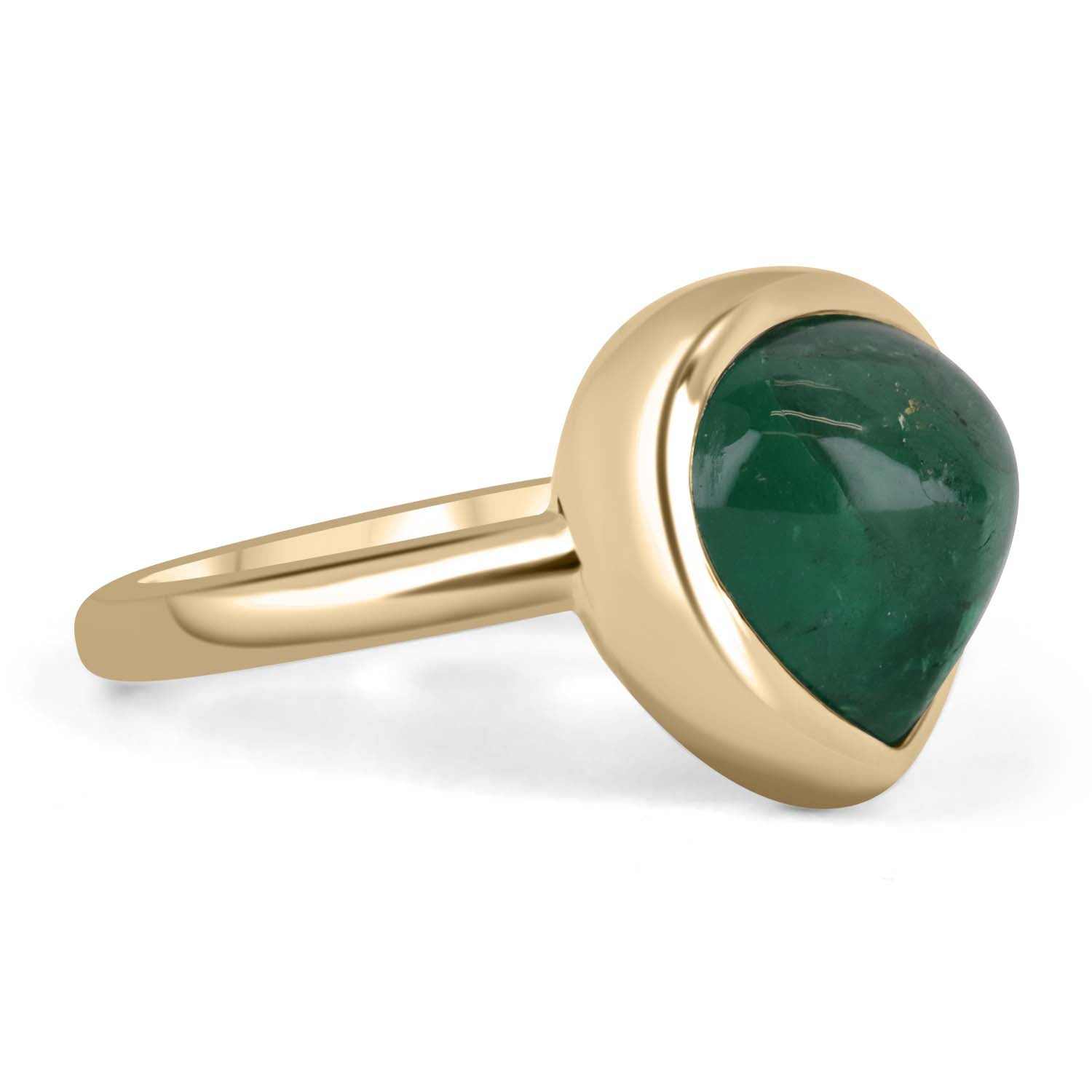  Cut Cabochon Emerald Solitaire 14k