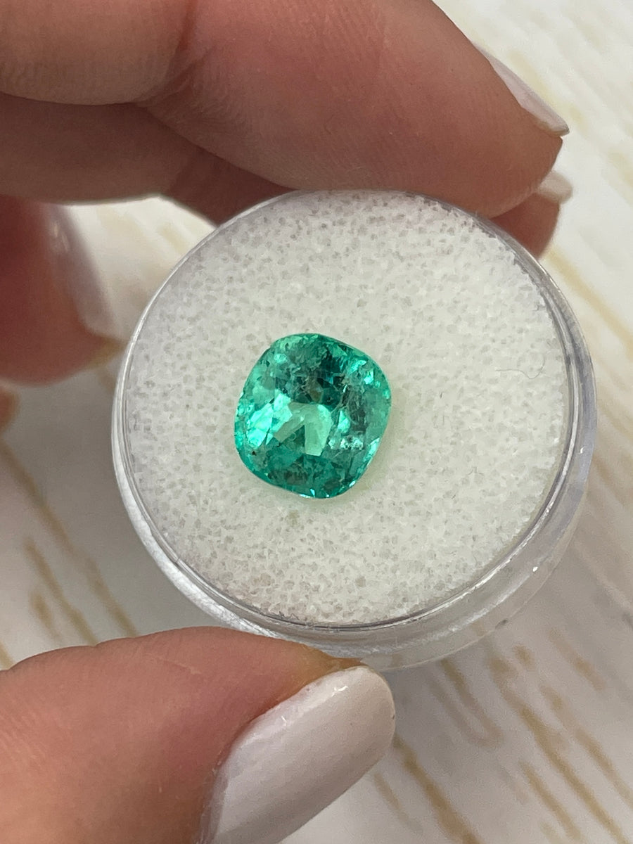 Genuine Loose Colombian Emerald - Cushion Cut - 9.5x9 mm - 3.34 Carats