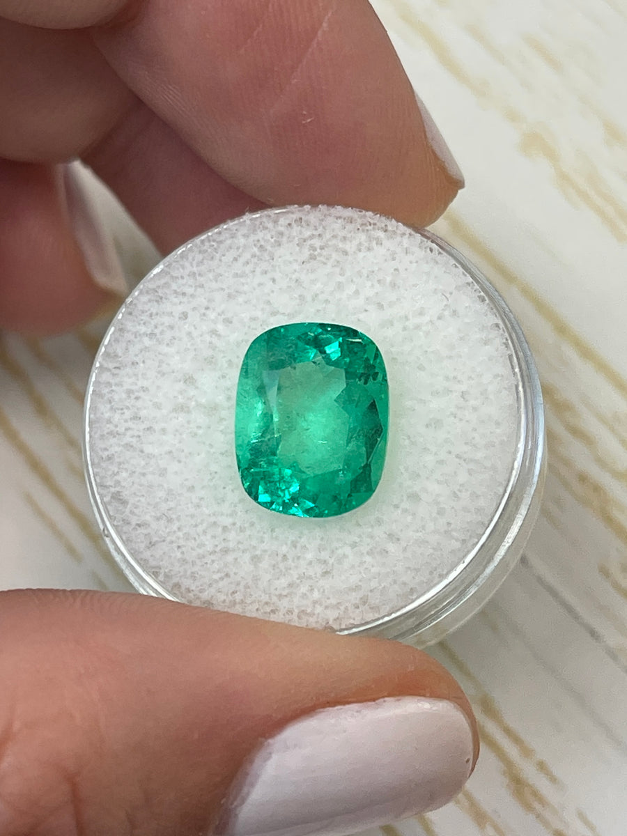 Elongated Cushion Cut Colombian Emerald - 4.80 Carat Medium Green Gem