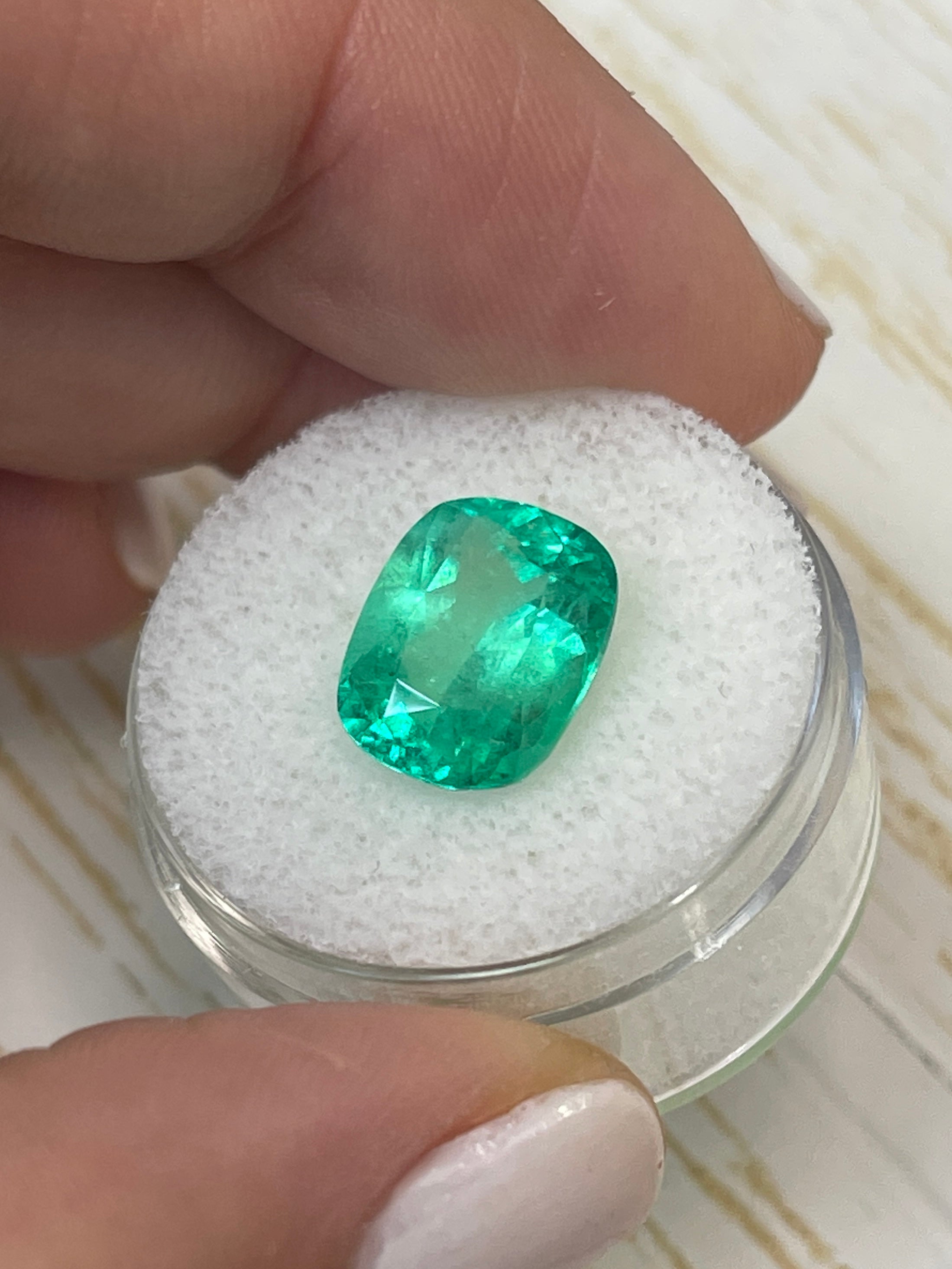 12x10 mm Cushion Cut Emerald - 4.80 Carat Natural Colombian Gem