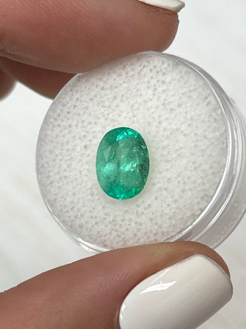 1.88 Carat Medium Light Green Natural Loose Colombian Emerald-Oval Cut