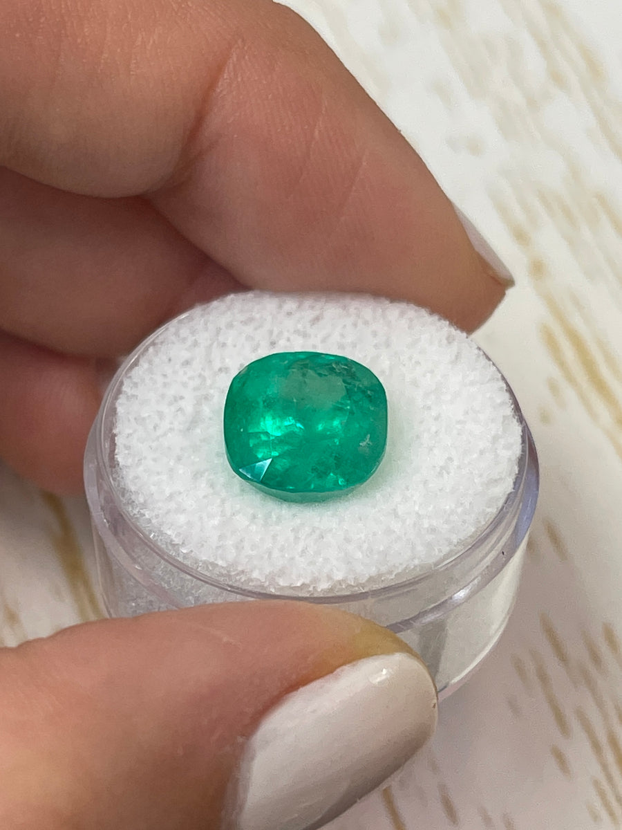 11x11 Cushion Cut Natural Colombian Emerald: 5.83 Carat Gem