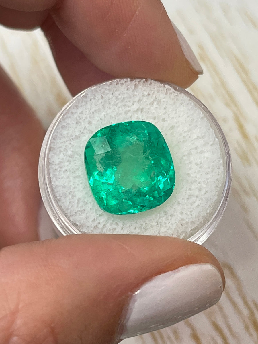 Vibrant Bluish Green 11.34 Carat Natural Colombian Emerald - Loose Gemstone
