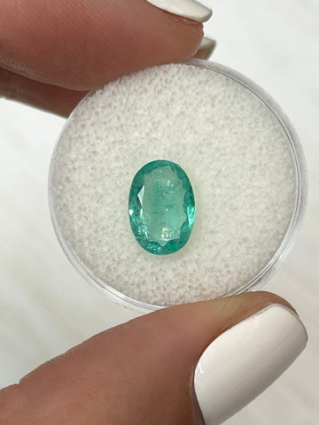 Oval Cut Light Bluish Green Colombian Emerald - 1.89 Carat Loose Gemstone