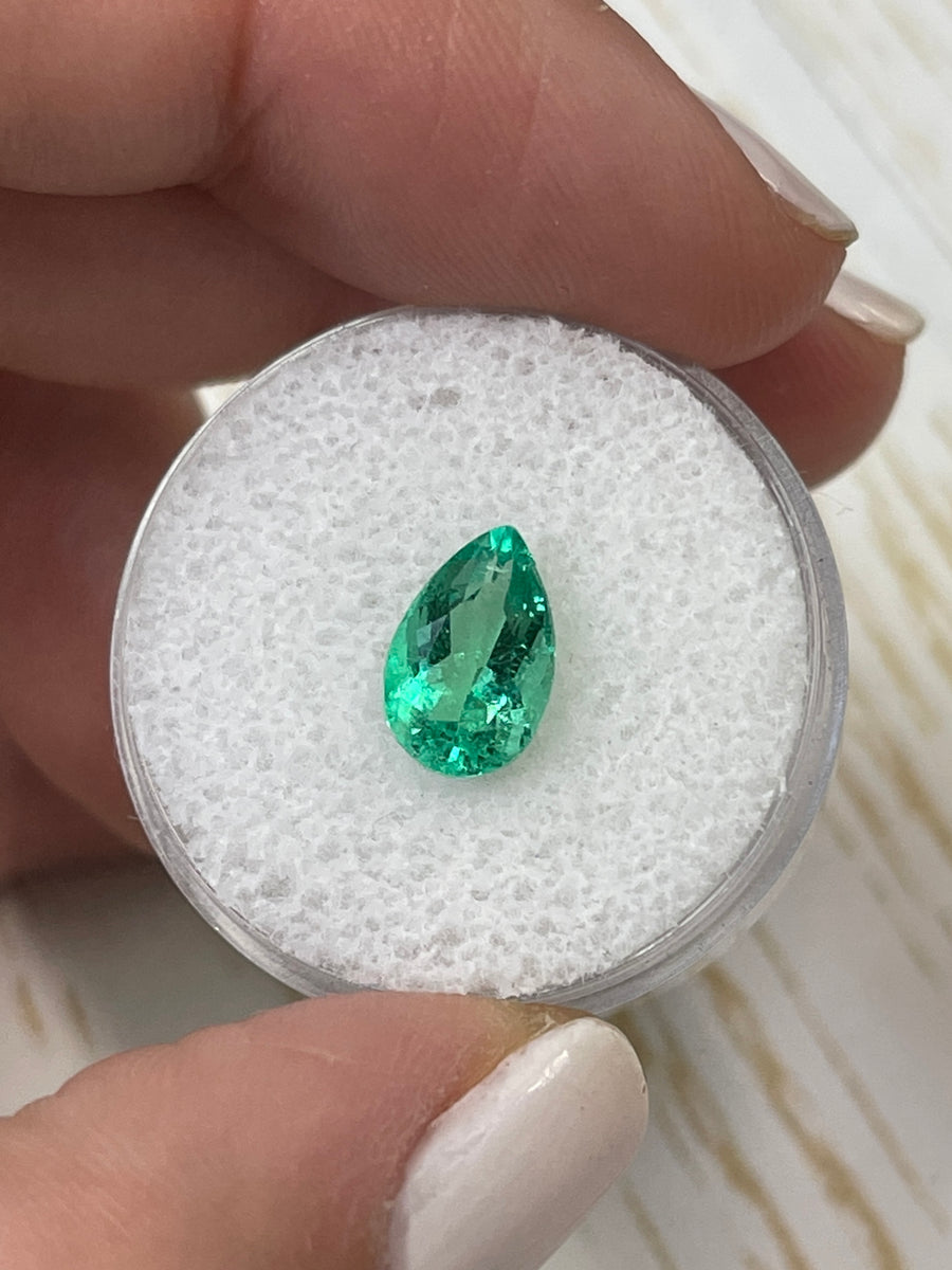 1.71 Carat 10x7 VS Clarity Green Natural Loose Colombian Emerald-Pear Cut