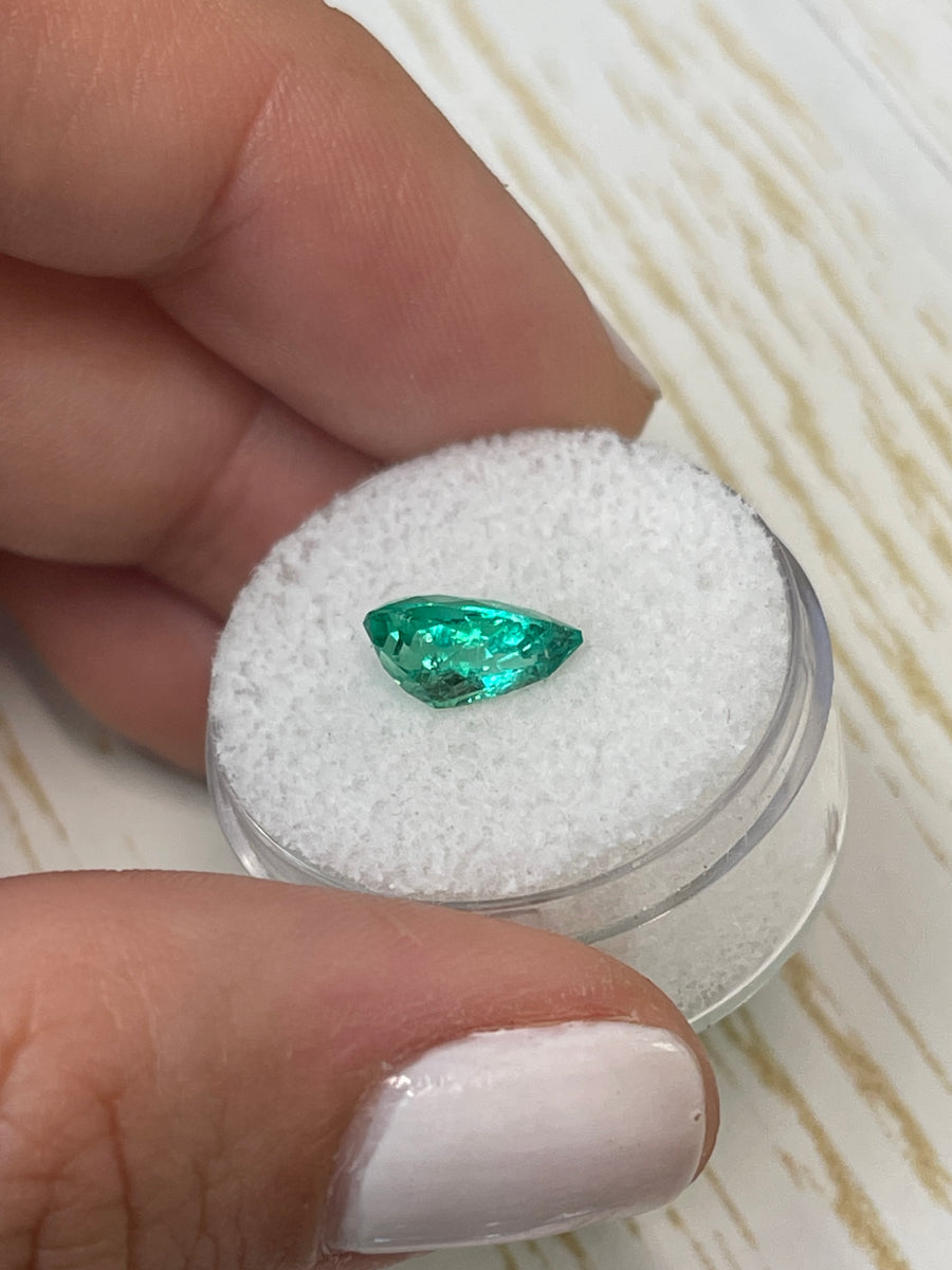 1.71 Carat Pear Cut Colombian Emerald - VS Clarity, Natural Green Gem