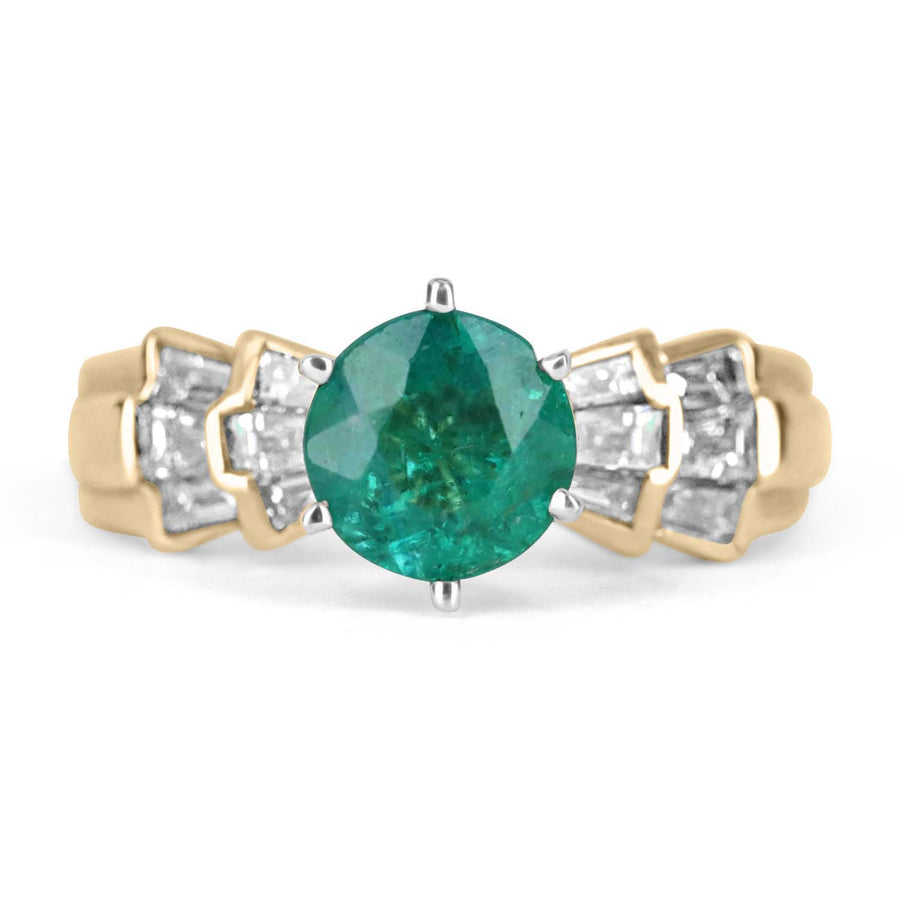 1.86tcw Round Emerald & Diamond Statement Ring Gold 14K