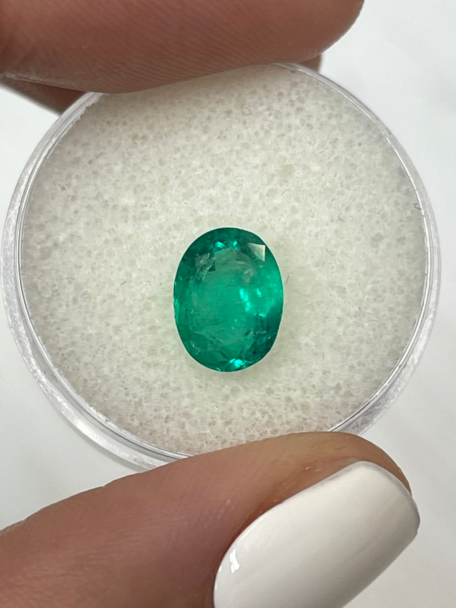Oval-Cut 1.93 Carat Colombian Emerald in Natural Green Color