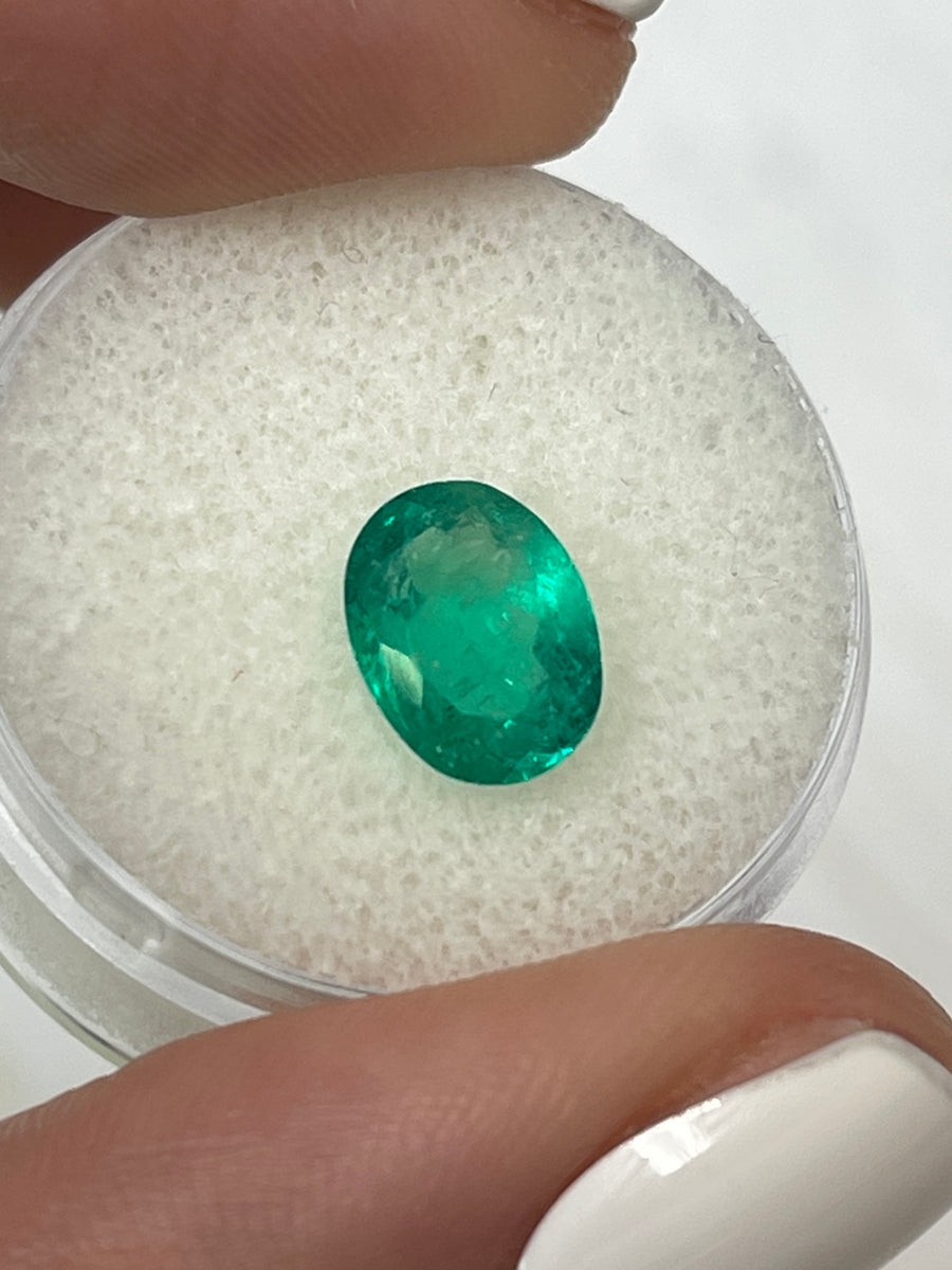 Colombian Emerald Gemstone - 1.93 Carats, Oval Shape, Green Hue