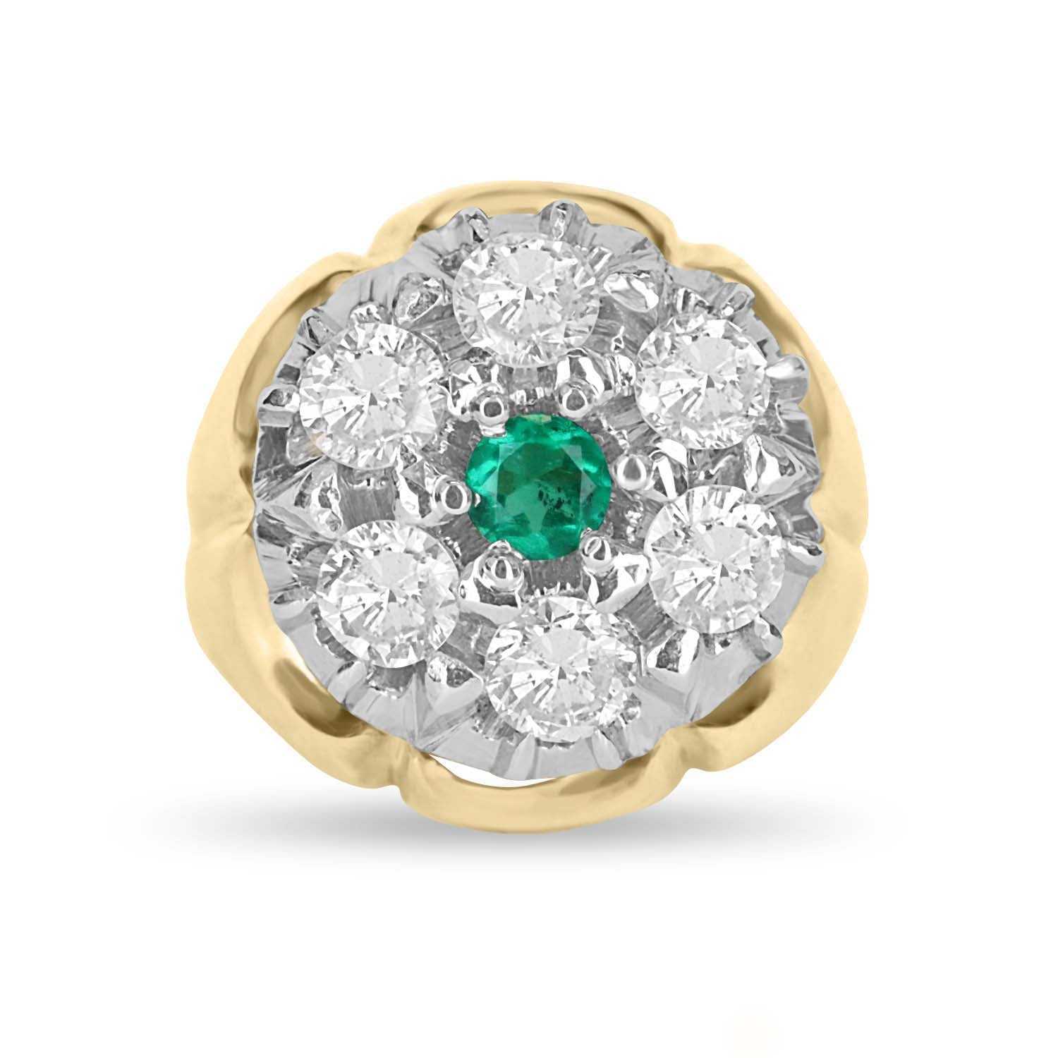 2.28tcw Men's Diamond & Emerald Ring 14K