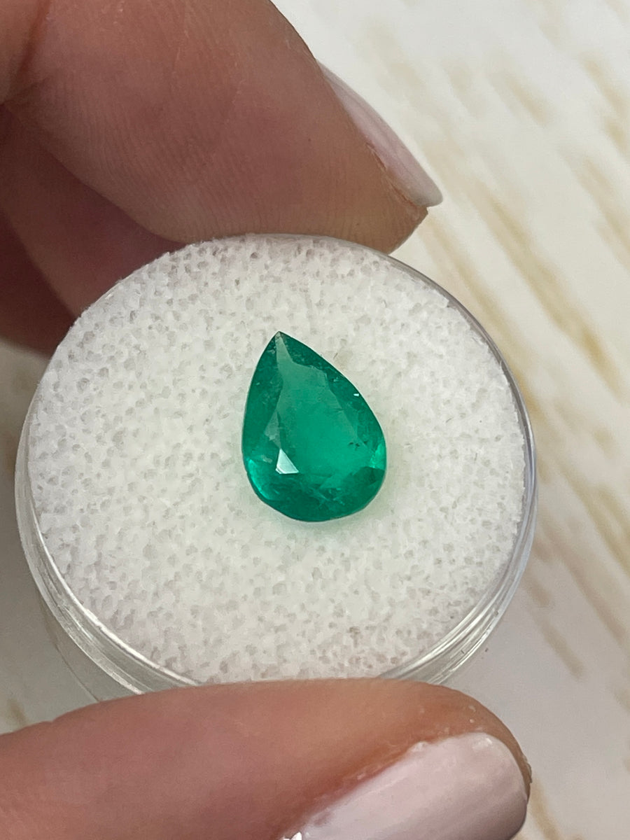 1.87 Carat Rich Green Natural Loose Colombian Emerald-Pear Cut