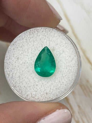 Pear-Cut Colombian Emerald - 1.87 Carats, Vibrant Green Hue