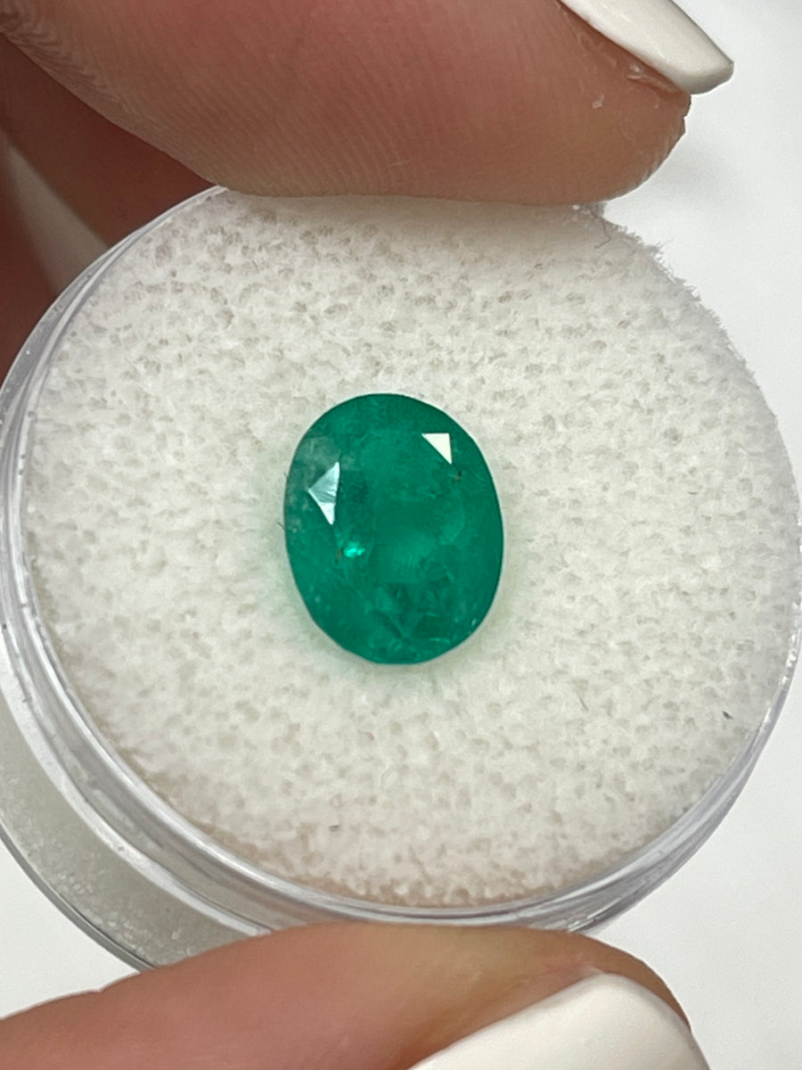Exquisite 9x8mm Dark Green Oval Colombian Emerald - 2.03 Carats