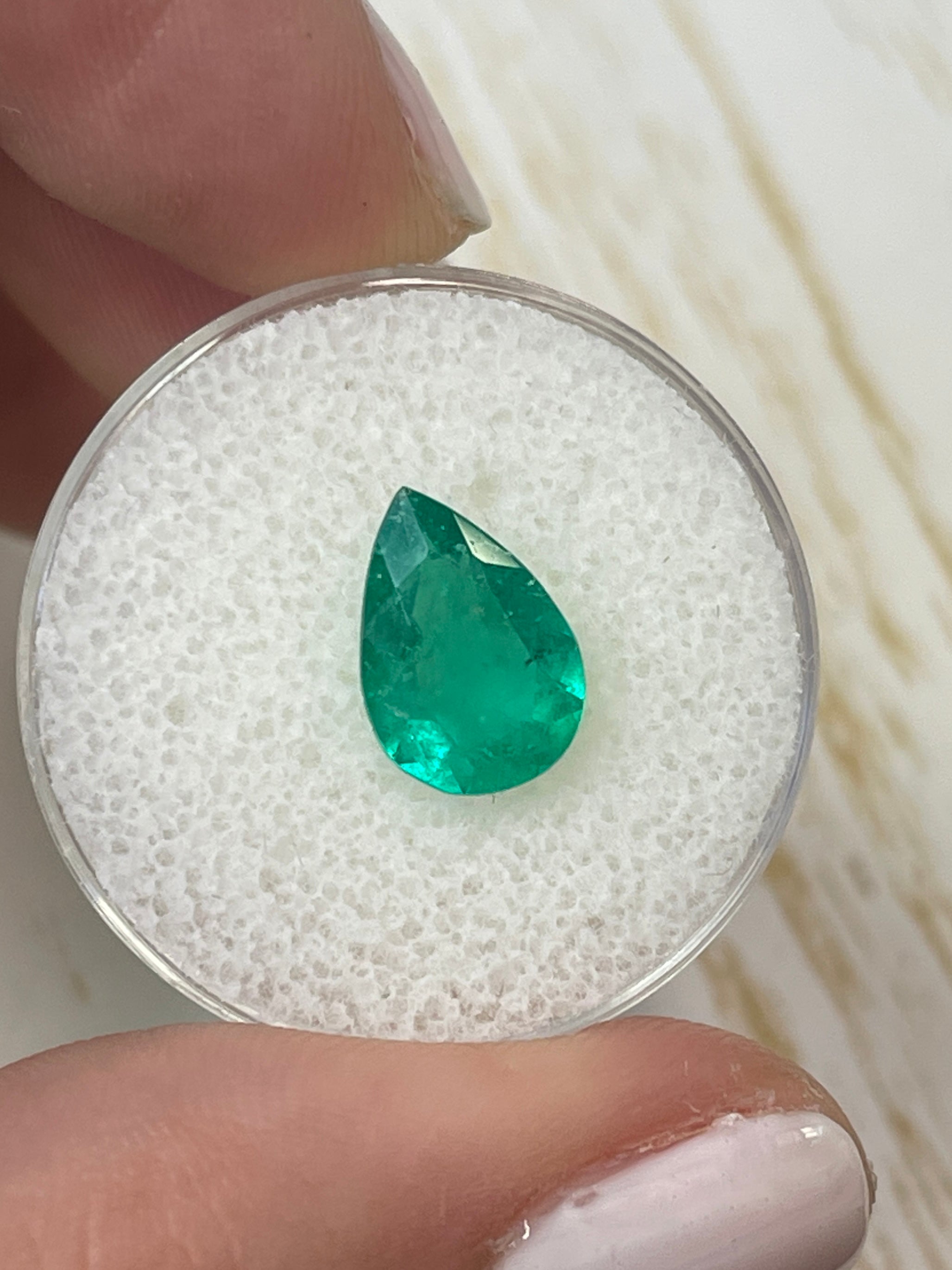 1.87 Carat Colombian Emerald - Pear Shape, Gorgeous Green