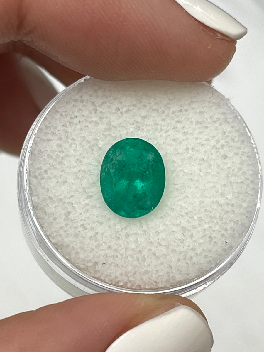 9x8mm Oval Dark Green Emerald - Genuine Colombian Beauty, 2.03 Carats
