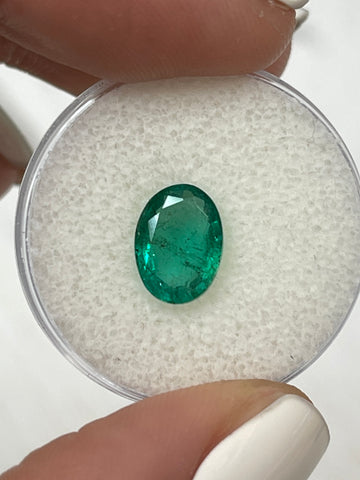 2.05 Carat 9.7x7.2 Green Natural Loose Zambian Emerald-Oval Cut
