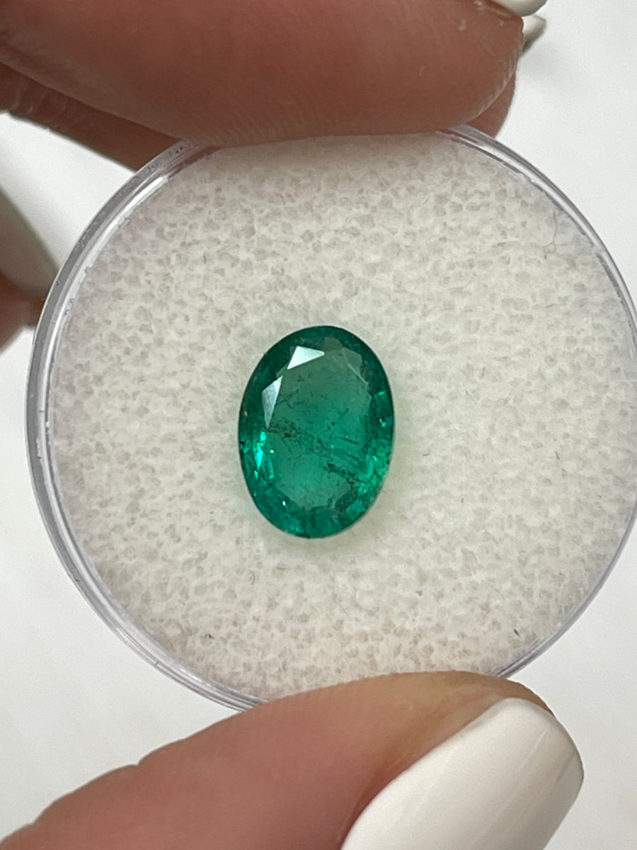 2.05 Carat Oval Cut Zambian Emerald - Vibrant Green Loose Gemstone