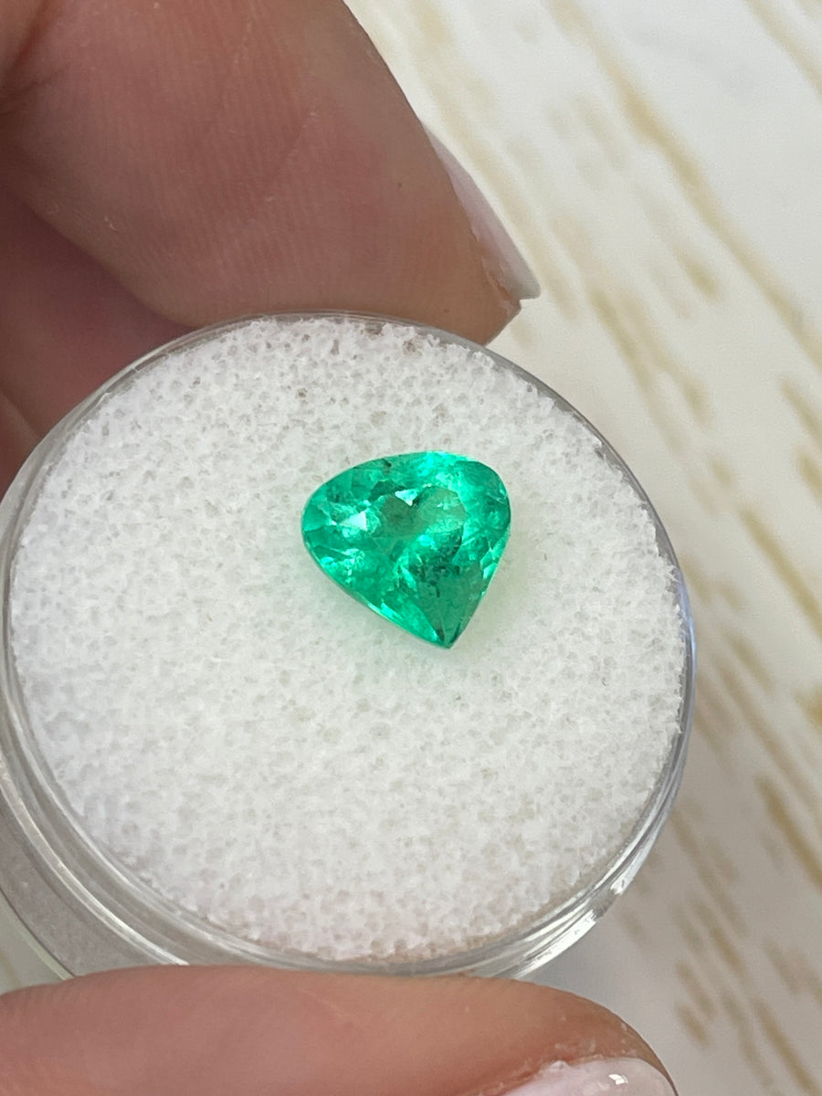 Vivid Green Chunky Pear Colombian Emerald: 1.91 Carat Loose Stone