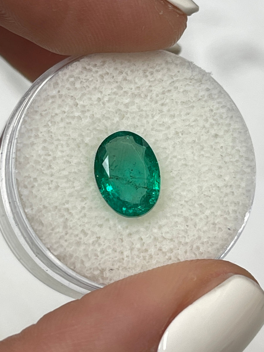 Sparkling 9.7x7.2 Green Zambian Emerald - Oval Shaped, 2.05 Carat