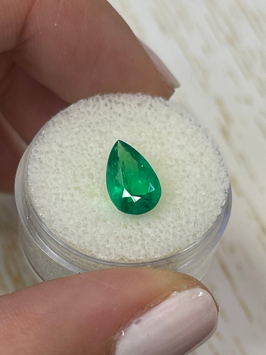 Vibrant Yellow-Green 2.09 Carat Colombian Emerald - Pear Shaped Loose Stone